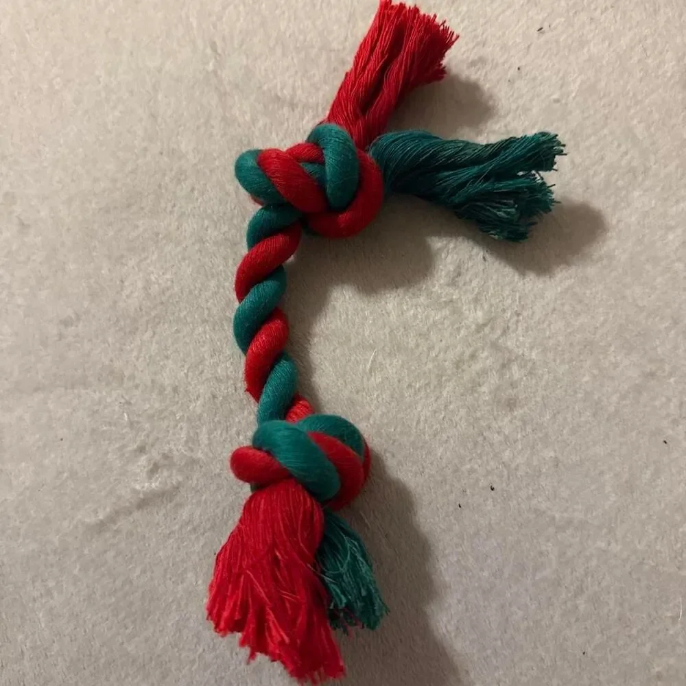 Christmas Red Green Rope Dog Toy Tug Toy for Puppies & Small Dogs New